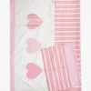 Handcrafted Cot Bedding - Pink and White Hearts